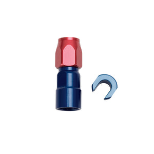 Russell Performance 5/16in SAE Quick Disc Female to -6 Hose Red/Blue Straight Degree Hose End