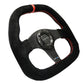 NRG Carbon Fiber Steering Wheel (320mm) Flat Btm. Blk Suede/Red Stitch w/CF Spokes & Red Center Mark