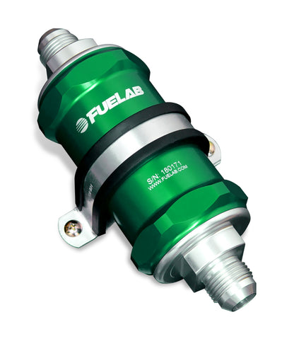 Fuelab 818 In-Line Fuel Filter Standard -6AN In/Out 10 Micron Fabric - Green