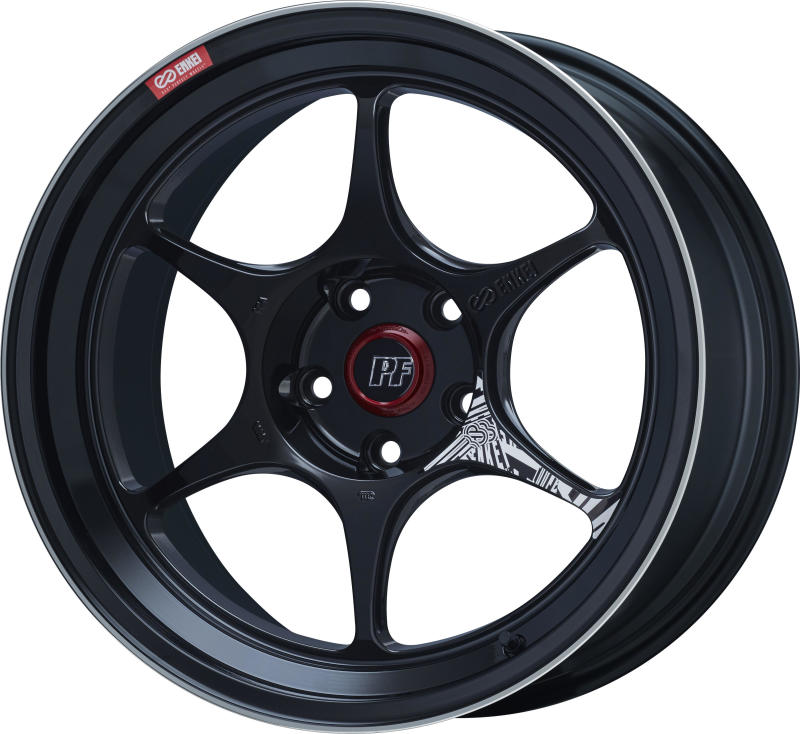 Enkei PF06 18x8.5in 5x114.3 BP 35mm Offset 75mm Bore Black Machined Wheel