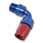 Russell Performance -6 AN Red/Blue 90 Degree Full Flow Swivel Pipe Thread Hose End (With 1/4in NPT)