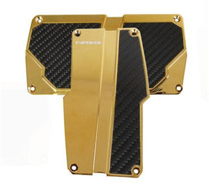 NRG Brushed Aluminum Sport Pedal A/T - Chrome Gold w/Black Carbon