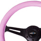 NRG Classic Wood Grain Steering Wheel (350mm) Solid Pink Painted Grip w/Black 3-Spoke Center