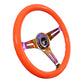 NRG Classic Wood Grain Steering Wheel (350mm) Neon Orange Color w/Neochrome Spokes