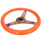 NRG Classic Wood Grain Steering Wheel (350mm) Neon Orange Color w/Neochrome Spokes