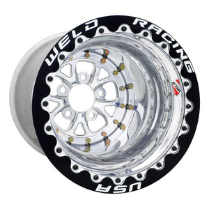 Weld V-Series 15x12 / 5x4.75 BP / 4in. BS Polished Wheel - Polished Double Beadlock MT