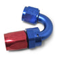 Russell Performance -10 AN Red/Blue 150 Degree Full Flow Swivel Hose End (With 15/16in Radius)