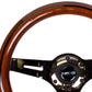 NRG Classic Wood Grain Steering Wheel (310mm) Dark Wood & Black Line Inlay w/Blk Chrome 3-Spoke Ctr.