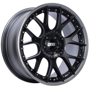 BBS CH-RII 22x10.5 5x112 ET26 Satin Black Center Platinum Lip SS Rim Protector Wheel - 82mm PFS Req.