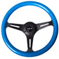 NRG Classic Wood Grain Steering Wheel (350mm) Blue Pearl/Flake Paint w/Black 3-Spoke Center