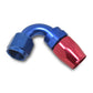 Russell Performance -8 AN Red/Blue 120 Degree Full Flow Swivel Hose End (With 3/4in Radius)