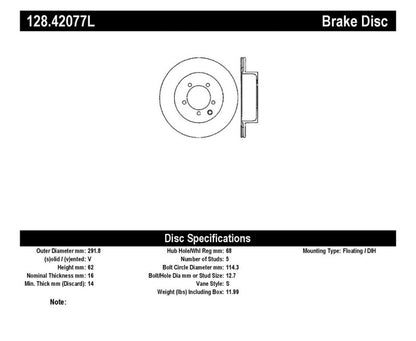 StopTech 03-04 Infiniti G35 / 03-05 G35X / 03-05 Nissan 350Z Cross Drilled Left Rear Rotor