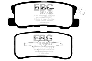 EBC 11-14 Chrysler 200 3.6 Ultimax2 Rear Brake Pads